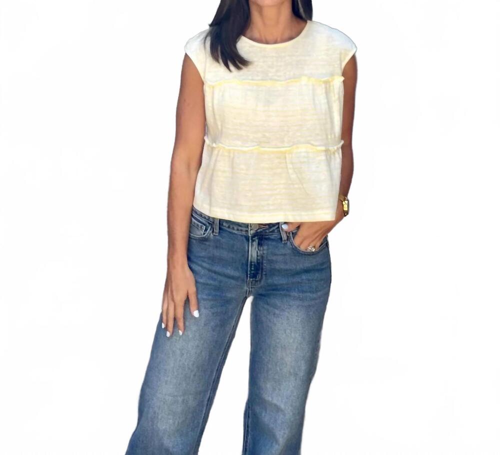 NEW PAPERMOON peyton seamless stripe top in light yellow